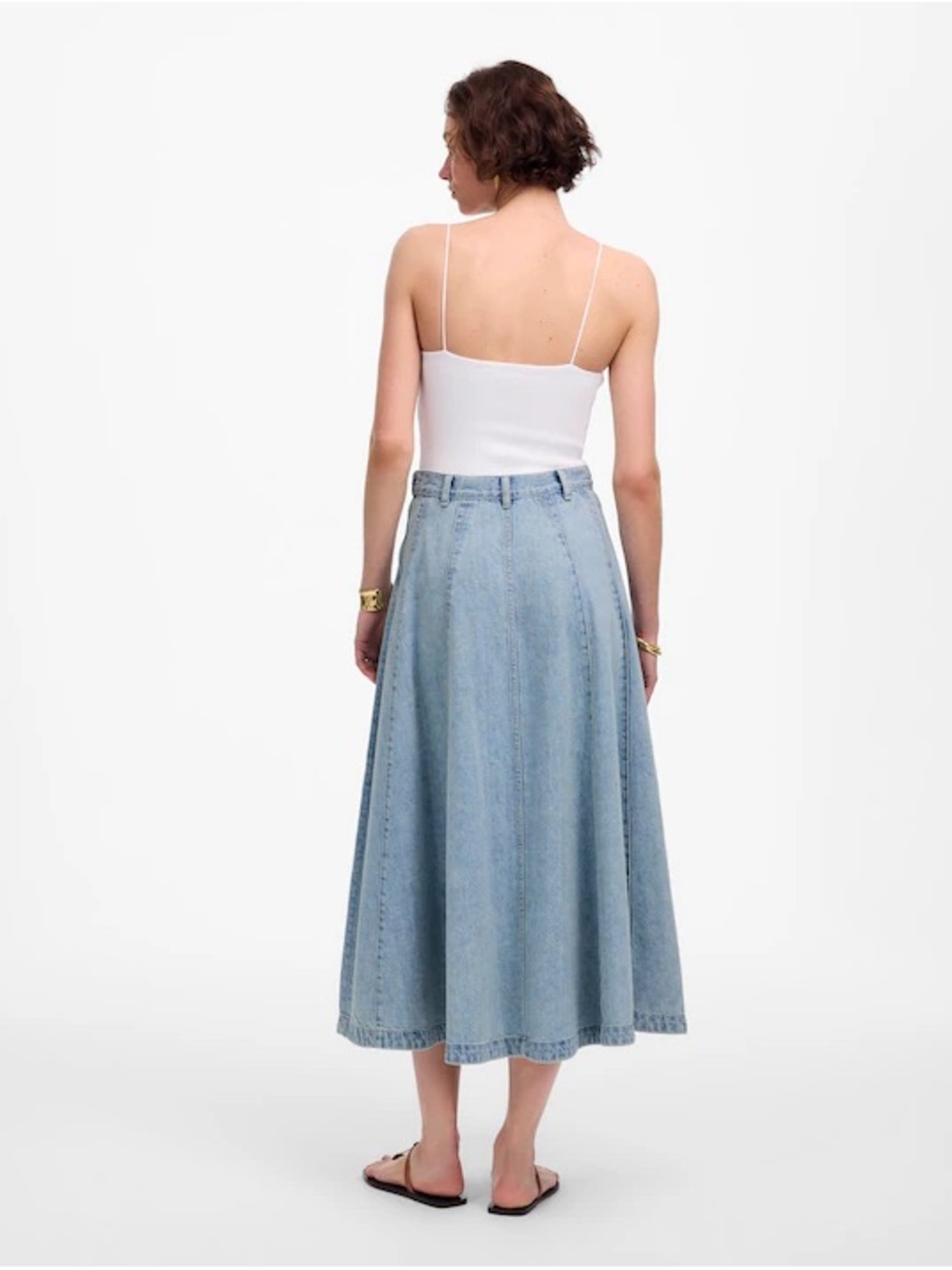 NWT Madewell Light Blue Denim in Edmonton wash A-Line Midi Skirt size 27 - Picture 3 of 12